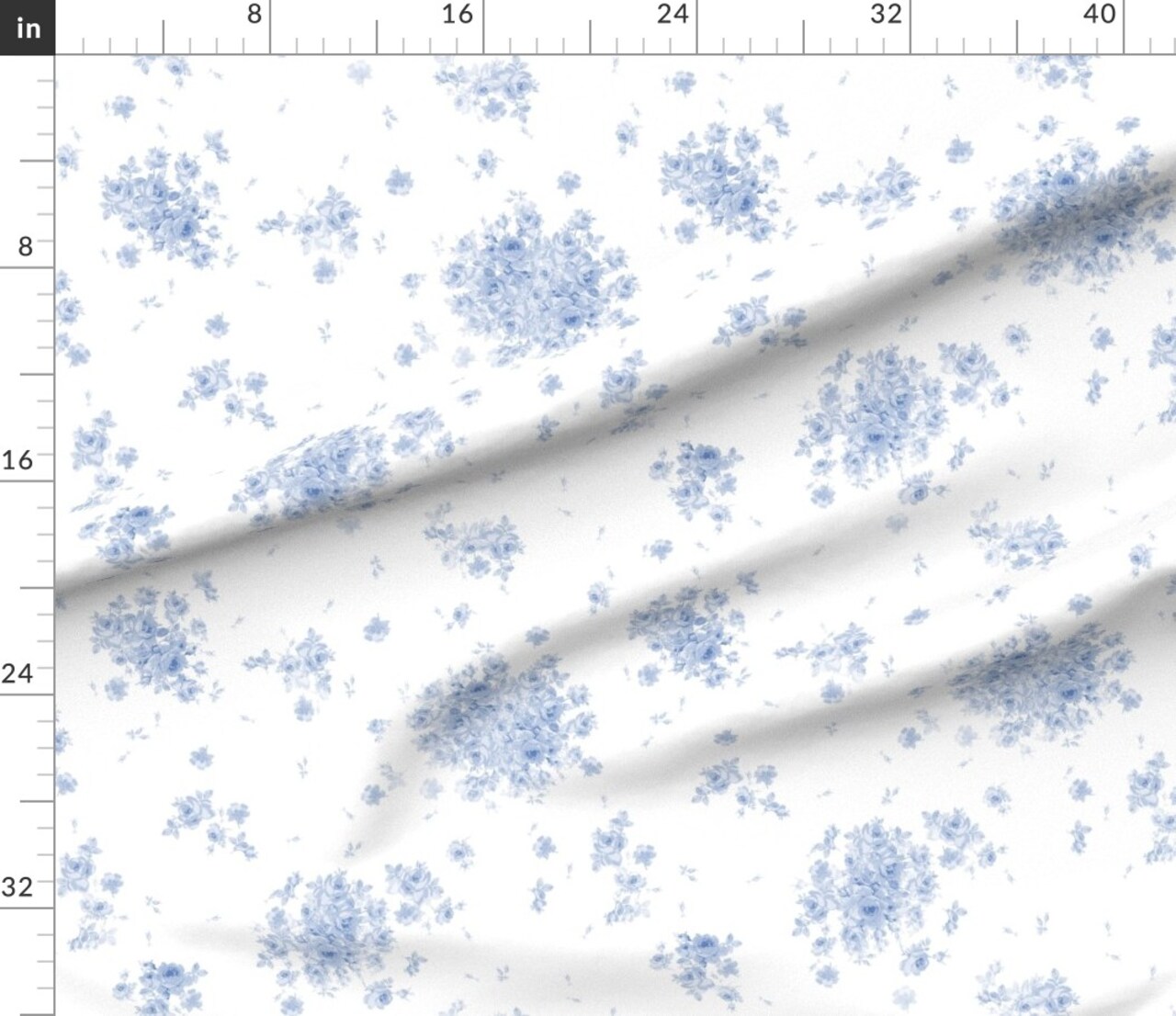 Various Fabrics by the Yard or Fat Quarter Blueberry Flowers Floral Romantic Swedish Blue White Cottage Custom Printed Fabric by Spoonflower